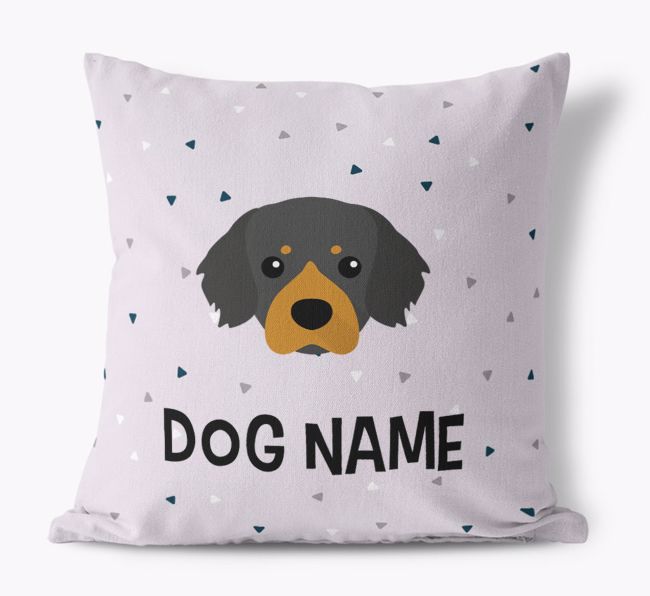 Triangle Pattern with {dogsName}'s Icon: Personalized Canvas Pillow